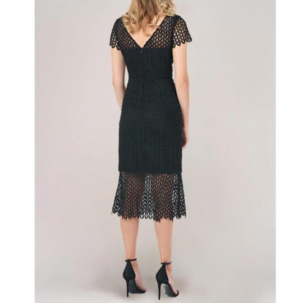 Kay Unger Tatum Floral Lace Midi Dress Black Classic Classy Old Money NWT Size 4 - Picture 2 of 15
